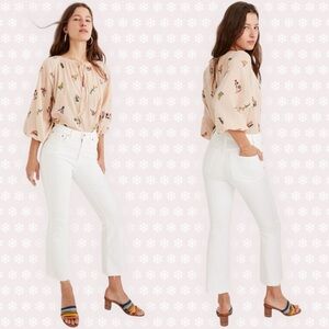 NWOT Madewell ‘Cali Demi-Boot Jeans in Pure White: Raw-Hem Edition’ Size 25